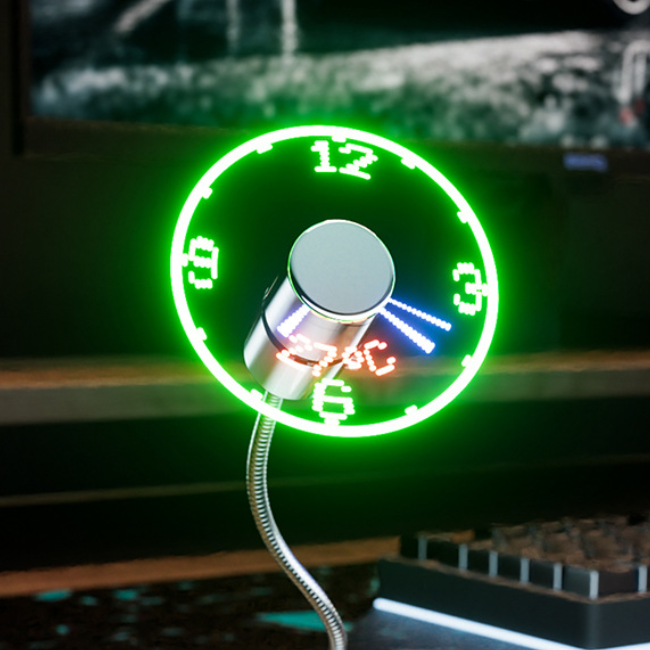 LED Time & Temperature USB Fan | 2-in-1 Portable Silent Desk Cooling Fan