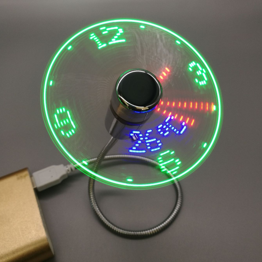 LED Time & Temperature USB Fan | 2-in-1 Portable Silent Desk Cooling Fan