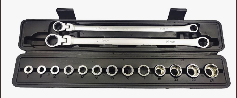 🔩15-in-1 Compact Ratcheting Wrench & Socket Set – Built for Tight-Space Repairs
