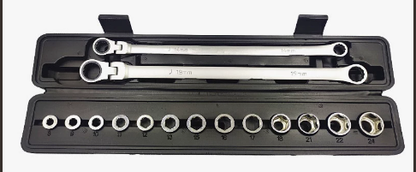 🔩15-in-1 Compact Ratcheting Wrench & Socket Set – Built for Tight-Space Repairs