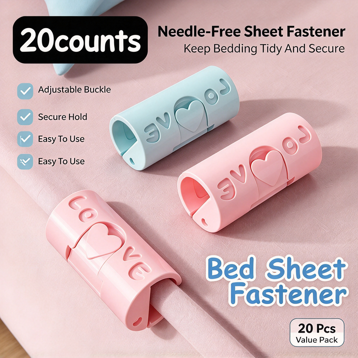 6-Pack Adjustable Bed Sheet Holder Clips - product image 1