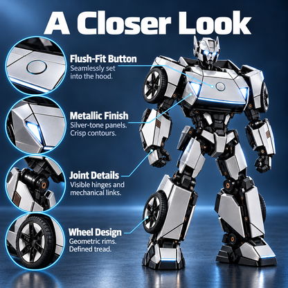 Silver robot figure with mechanical styling details