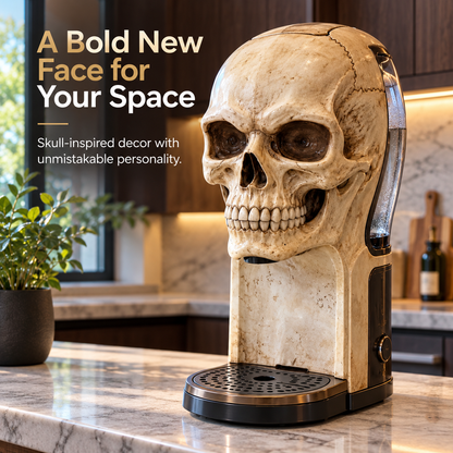 💀 Skull Coffee Corner Decor – Glowing Amber Eyes, Gothic Home Accent & Bold Statement Collectible 🖤✨