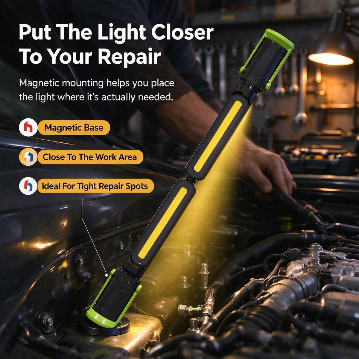 🧲💡Multifunctional Detachable Magnetic LED Auto Repair Work Light