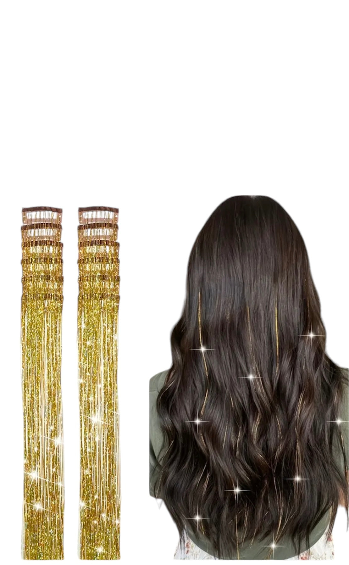 ✨Clip-In Hair Tinsel Extensions – Sparkling Fairy Hair Clips