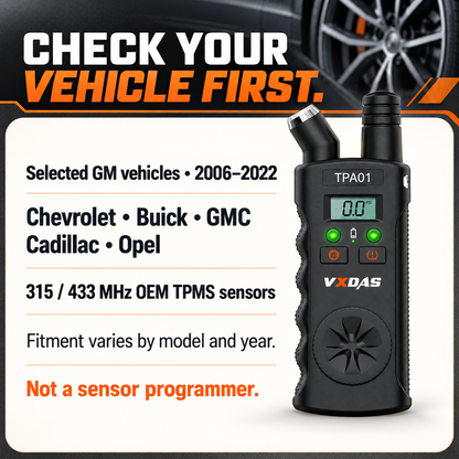Selected 2006–2022 GM vehicle and 315/433 MHz OEM sensor compatibility