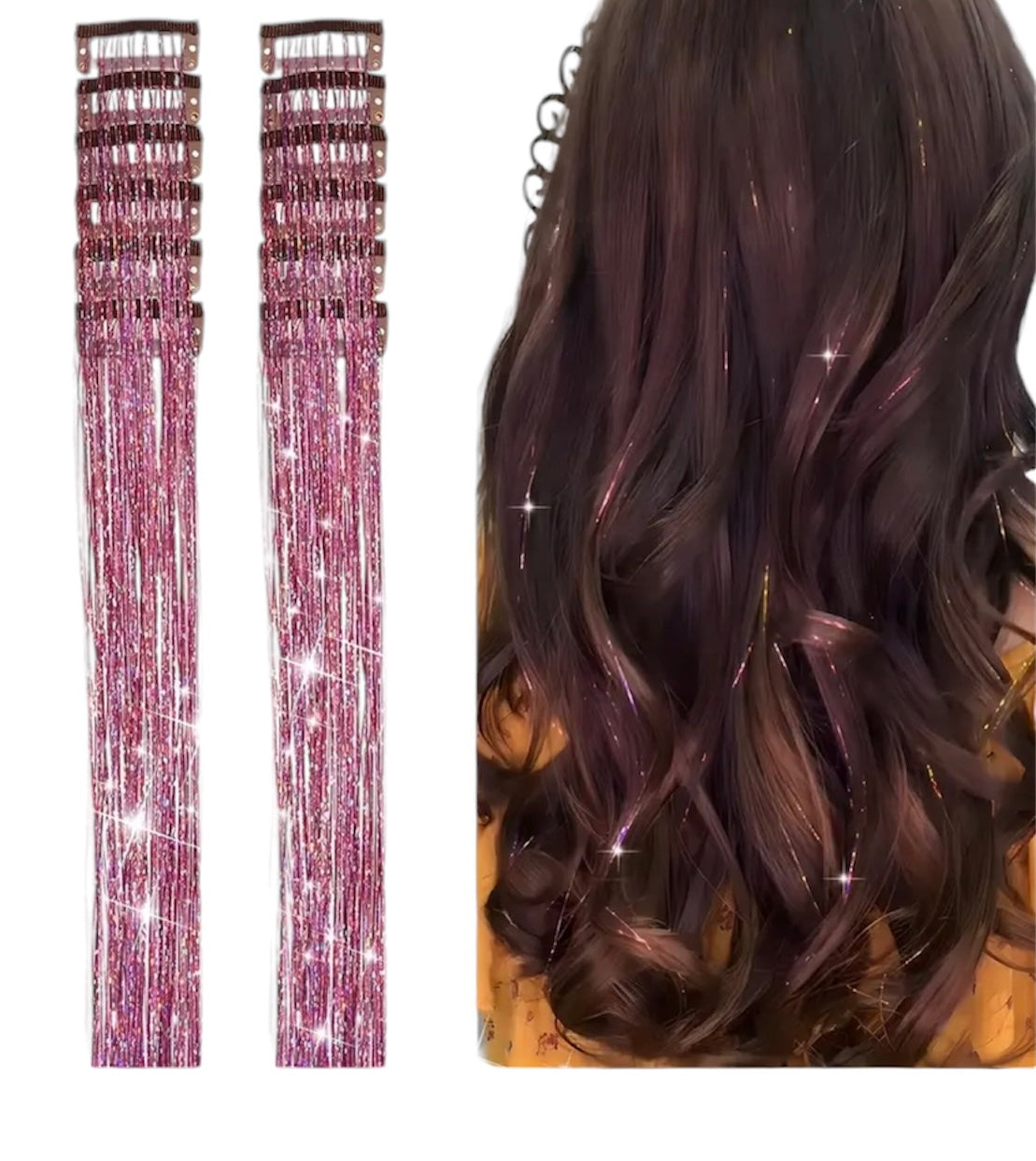 ✨Clip-In Hair Tinsel Extensions – Sparkling Fairy Hair Clips