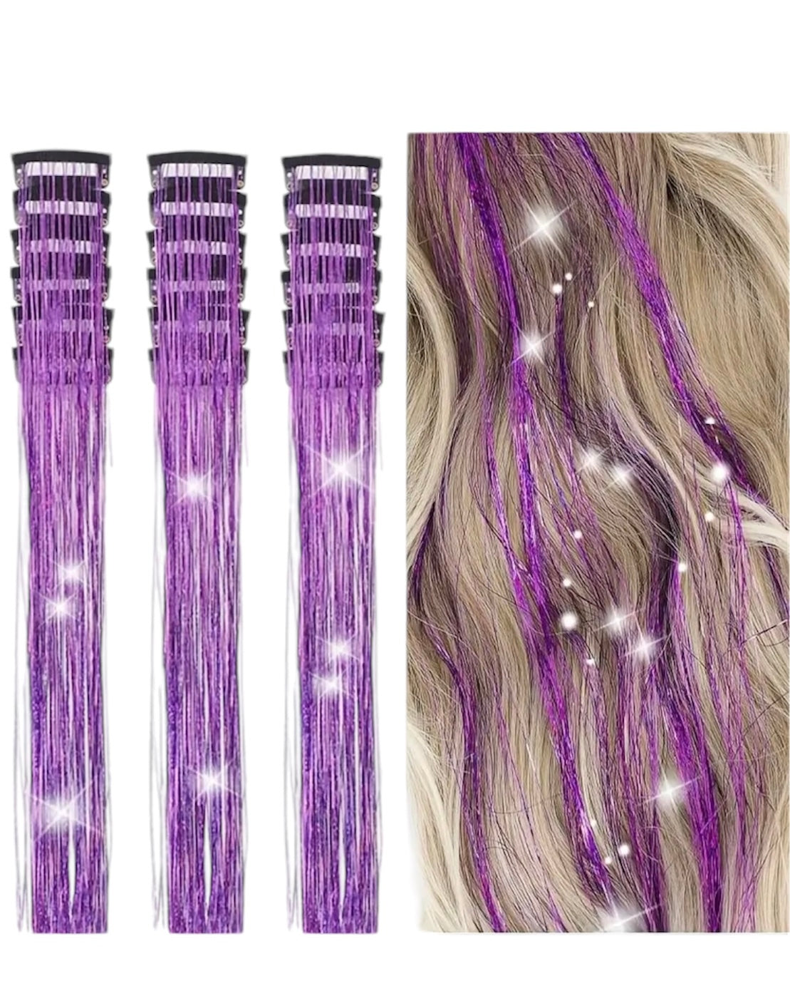 ✨Clip-In Hair Tinsel Extensions – Sparkling Fairy Hair Clips