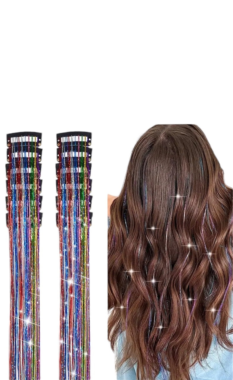 ✨Clip-In Hair Tinsel Extensions – Sparkling Fairy Hair Clips