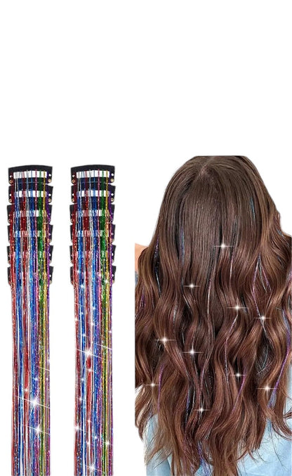 ✨Clip-In Hair Tinsel Extensions – Sparkling Fairy Hair Clips