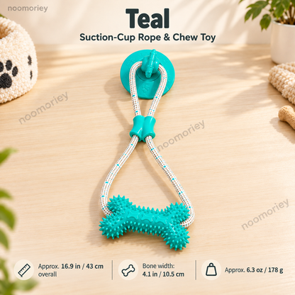 Teal suction cup rope and chew toy product view