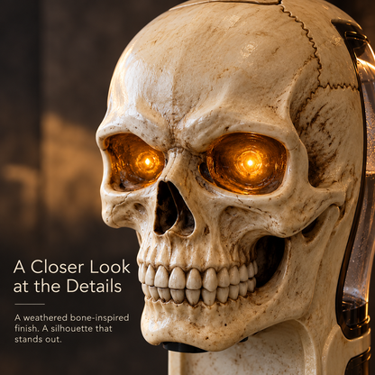 💀 Skull Coffee Corner Decor – Glowing Amber Eyes, Gothic Home Accent & Bold Statement Collectible 🖤✨