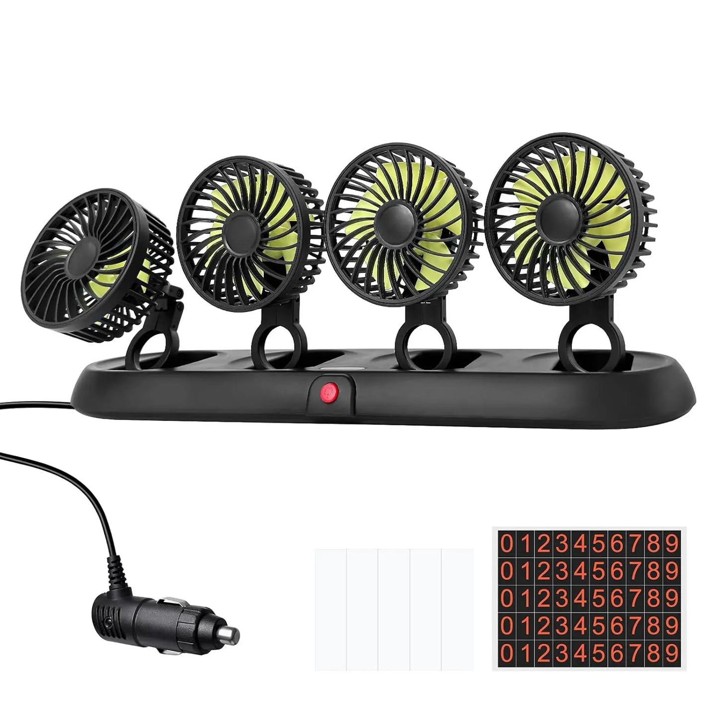 🚗Portable 4-Head Car Cooling Fan - 3-Speed Adjustable