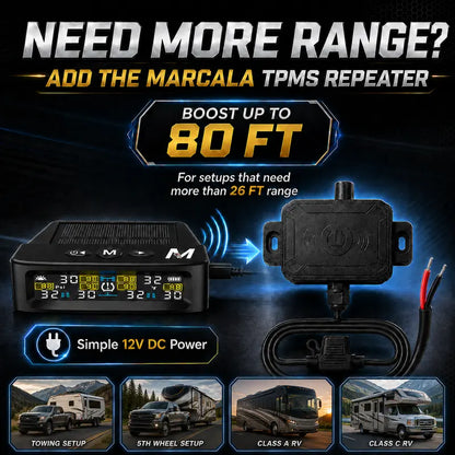 🚐 Trailer Tire Pressure Monitoring System with 4 Sensors | Solar & USB Rechargeable RV TPMS