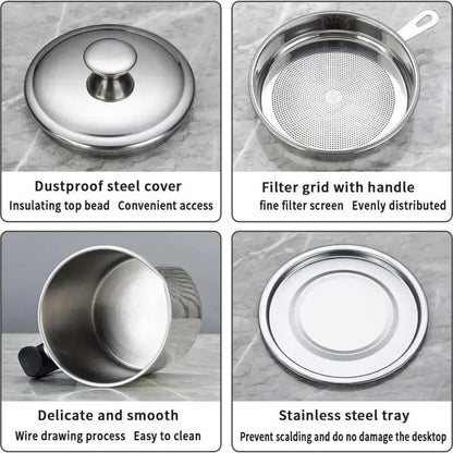 🔥 Hot sell!  Stainless Steel Oil Pot with Filter,Bacon Grease Container, Cooking Oil Can, Kitchenware, Utensils, Kitchen Gadgets