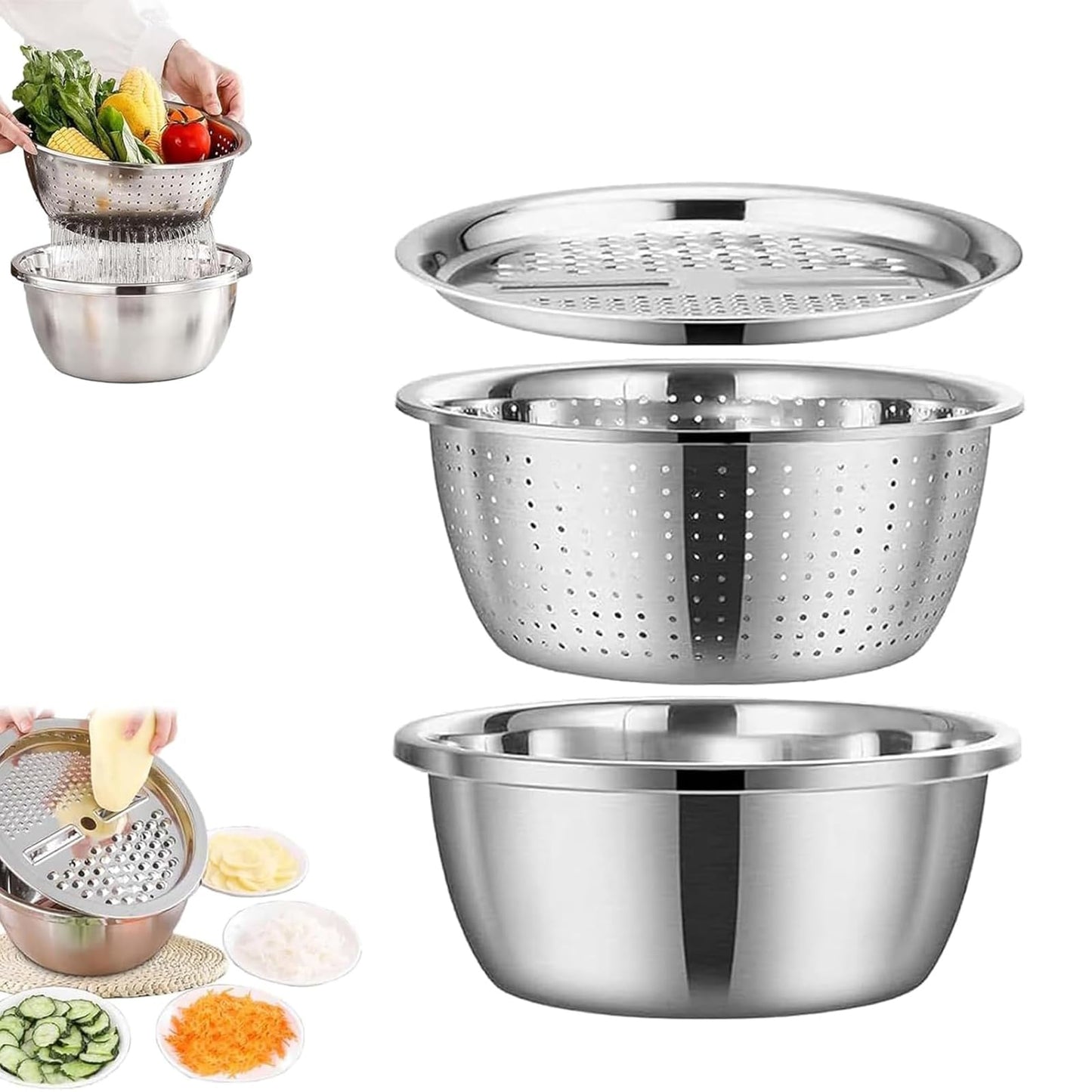 3-in-1 Multifunctional Stainless Steel Basin Set