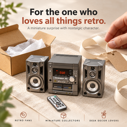 🎵✨ Mini Retro Stereo Sound System – Vintage-Style Audio Player with Dual Speakers, Digital Display & Remote Control | Classic Desktop Music Setup 📻