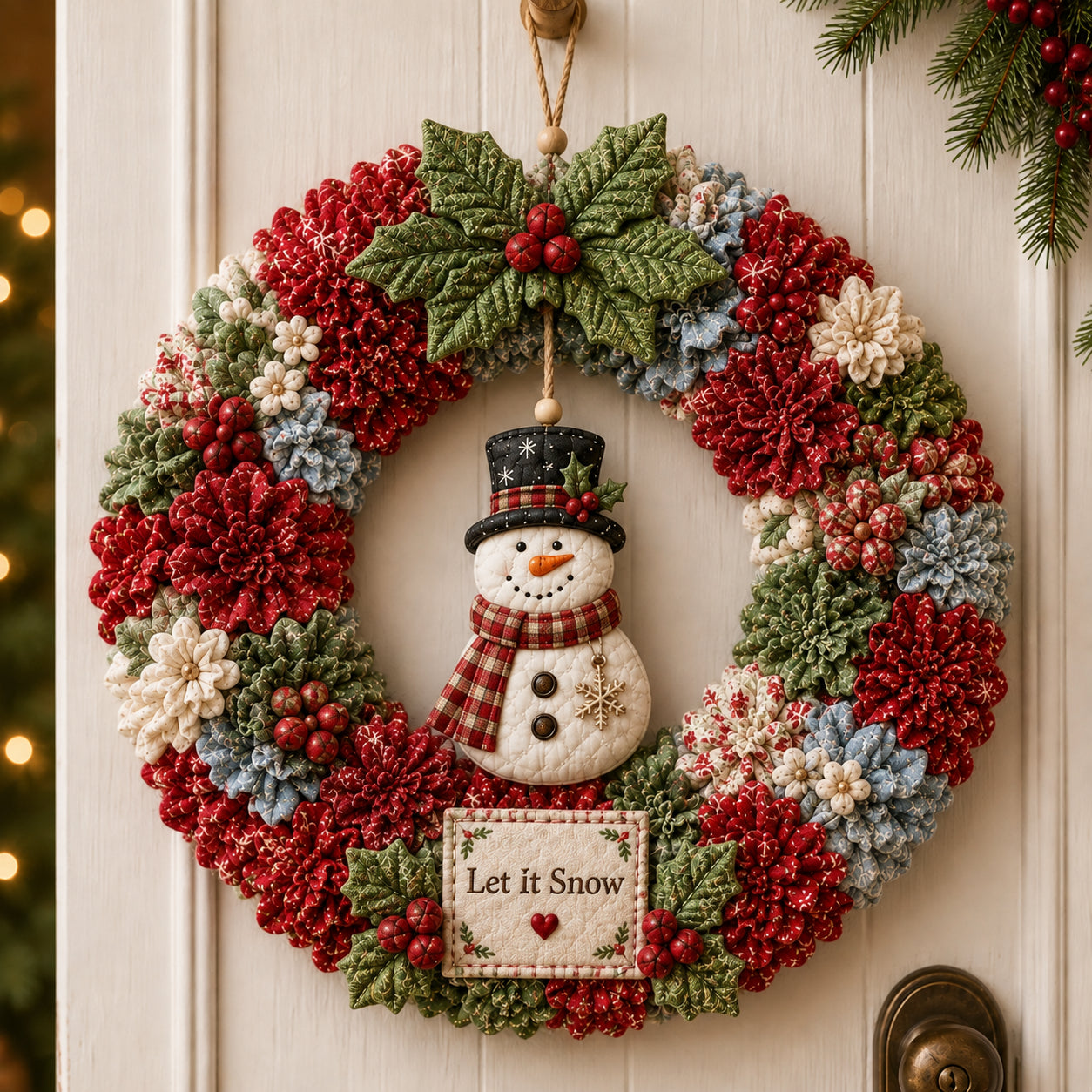 🧵🎄DIY Christmas Fabric Poke-Art Wreath Kit – Handmade Holiday Door Décor