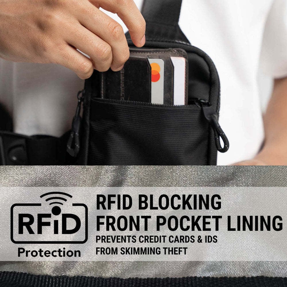 RFID blocking pocket inside anti-theft sling bag