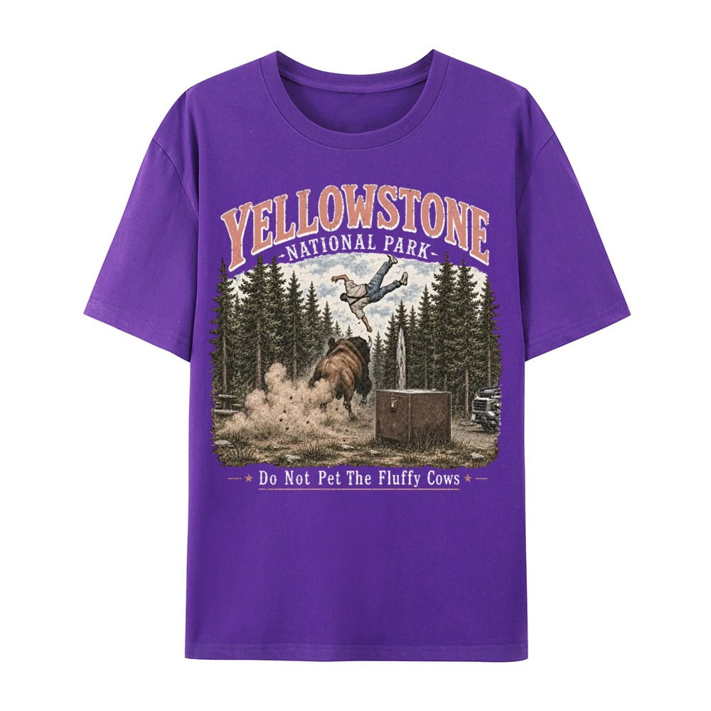 🌲Yellowstone Do Not Pet The Fluffy Cows Vintage Graphic T-Shirt