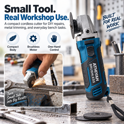 🔧 Mini Cordless Metal Cutting Tool – Compact Brushless Angle Grinder for DIY Repairs
