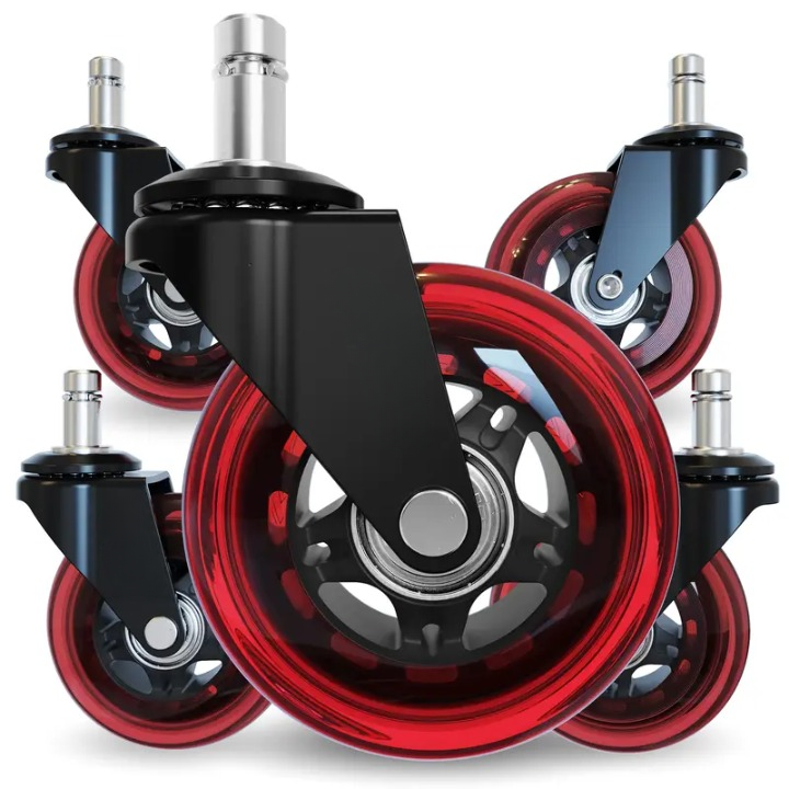 🛼 Premium Inline-Style Office Chair Wheels – Universal Fit • Easy Install