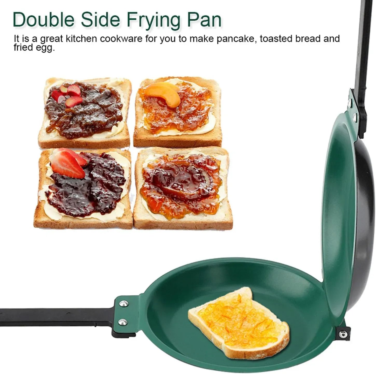 Double-sided frying pan preparing toasted bread