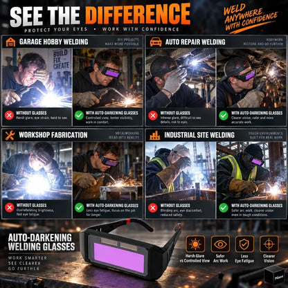 Auto-Darkening Anti-Glare Welding Glasses
