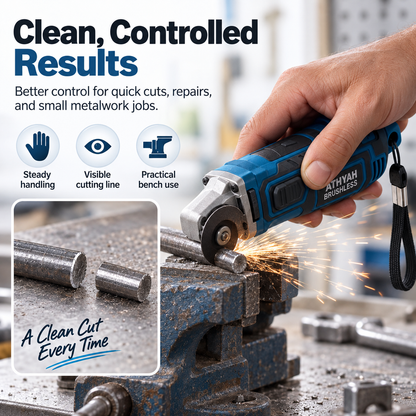 🔧 Mini Cordless Metal Cutting Tool – Compact Brushless Angle Grinder for DIY Repairs