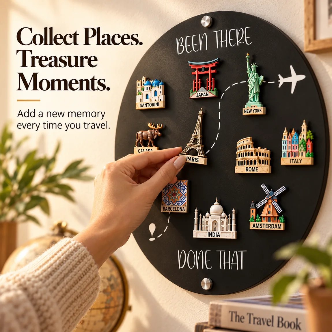 🌍 Been There, Done That™ Travel Magnet Display Board ✈️ | Wall Decor for Travel Memories 🎁