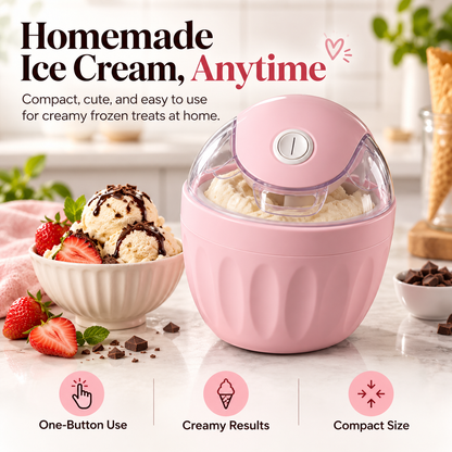 🍦 Mini Homemade Ice Cream Maker – Compact One-Touch Frozen Dessert Machine