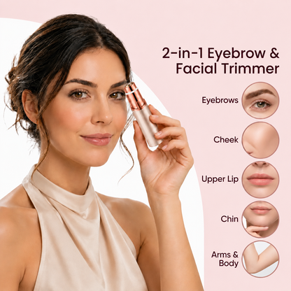2-in-1 Women's Facial & Eyebrow Hair Trimmer | Rechargeable Painless Face Razor & Precision Eyebrow Shaper