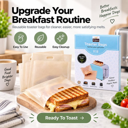🥪15-Pack Reusable Toaster Bags – Easy-Cleanup Sandwich & Melt Bags