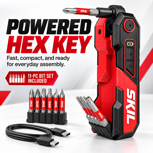 🛠️Rechargeable Powered Folding Hex Key – 3-Angle Electric Driver with 11-Piece Bit Set