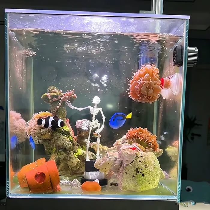 Dancing Skeleton Bubble Aquarium Ornament 🦴💨
