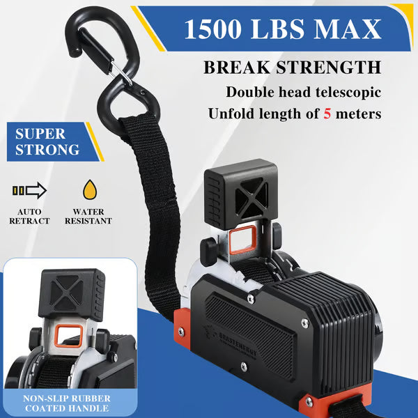 Dual-End Retractable Tie-Down Ratcheting Straps