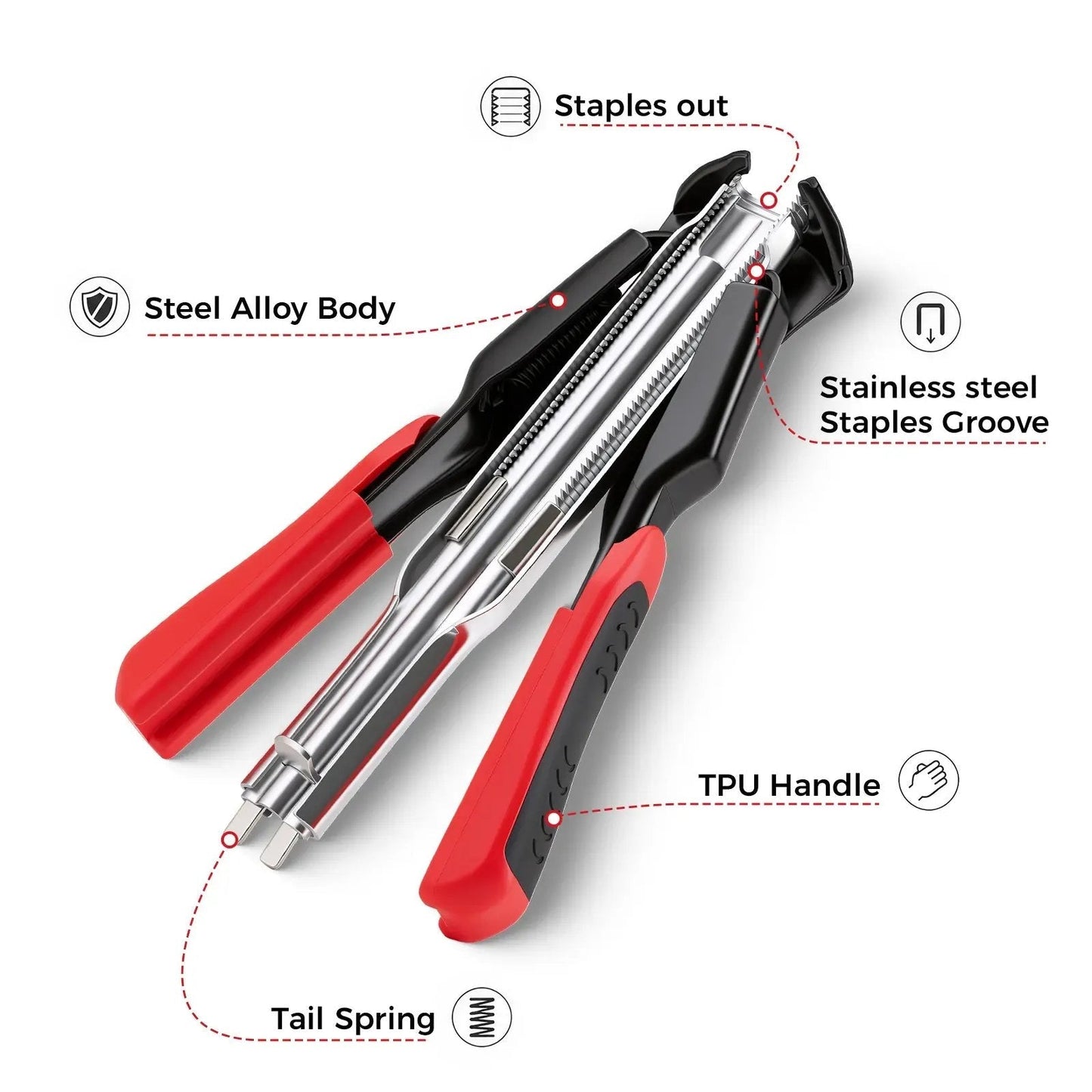 Spring-Loaded Hog Ring Pliers Kit with 100 C-Clips