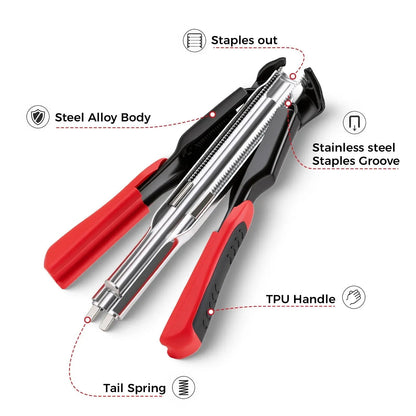 Spring-Loaded Hog Ring Pliers Kit with 100 C-Clips