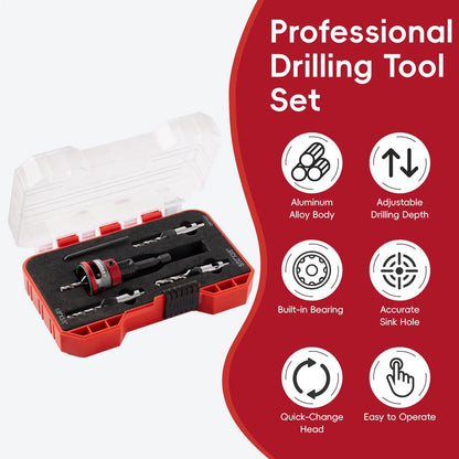 ALPHASTART 4PCS HCS (High Carbon Steel) 4-Blade Countersink Drill Bit Set