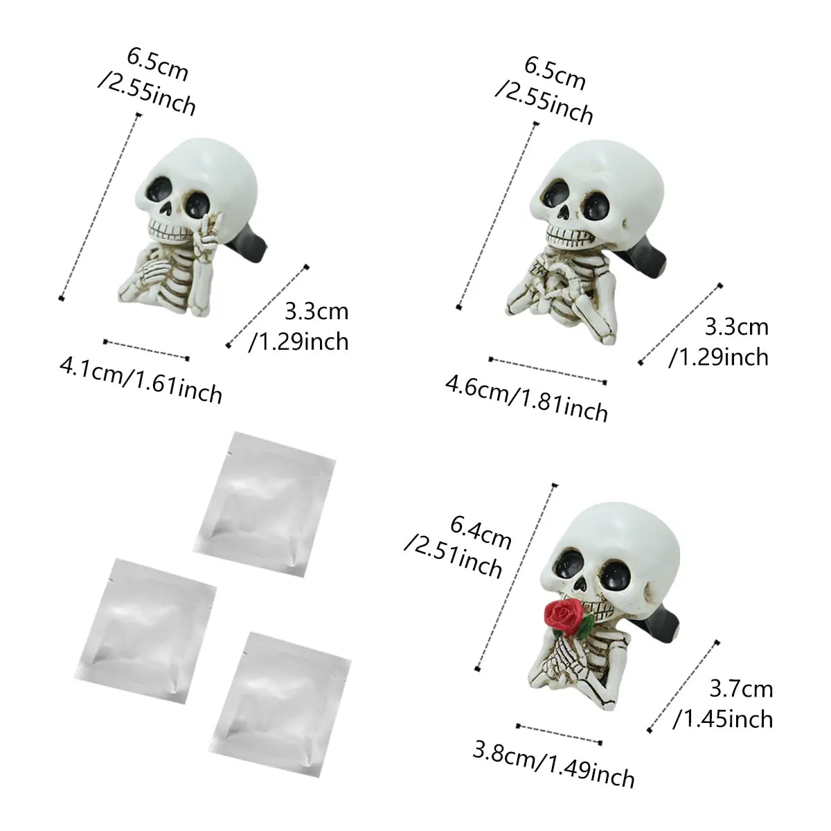 💀3-Piece Skull Car Diffuser Set – Gothic Air Vent Decor