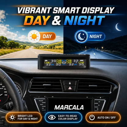 🚐 Trailer Tire Pressure Monitoring System with 4 Sensors | Solar & USB Rechargeable RV TPMS