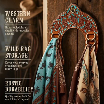 🔥 Handmade Leather Horseshoe Wild Rag Holder