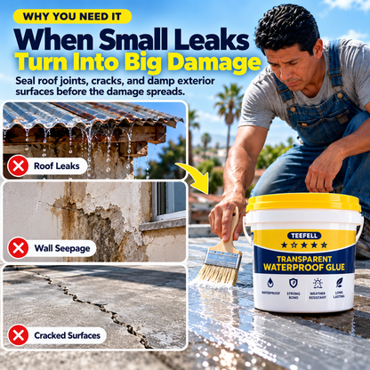 💧Transparent Waterproof Repair Coating – Brush-On Roof, Concrete & Wall Seal