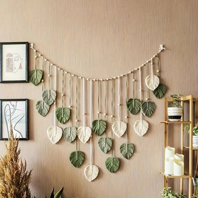 🌿Boho Macrame Leaf Wall Hanging – Bring Natural Warmth to Any Space