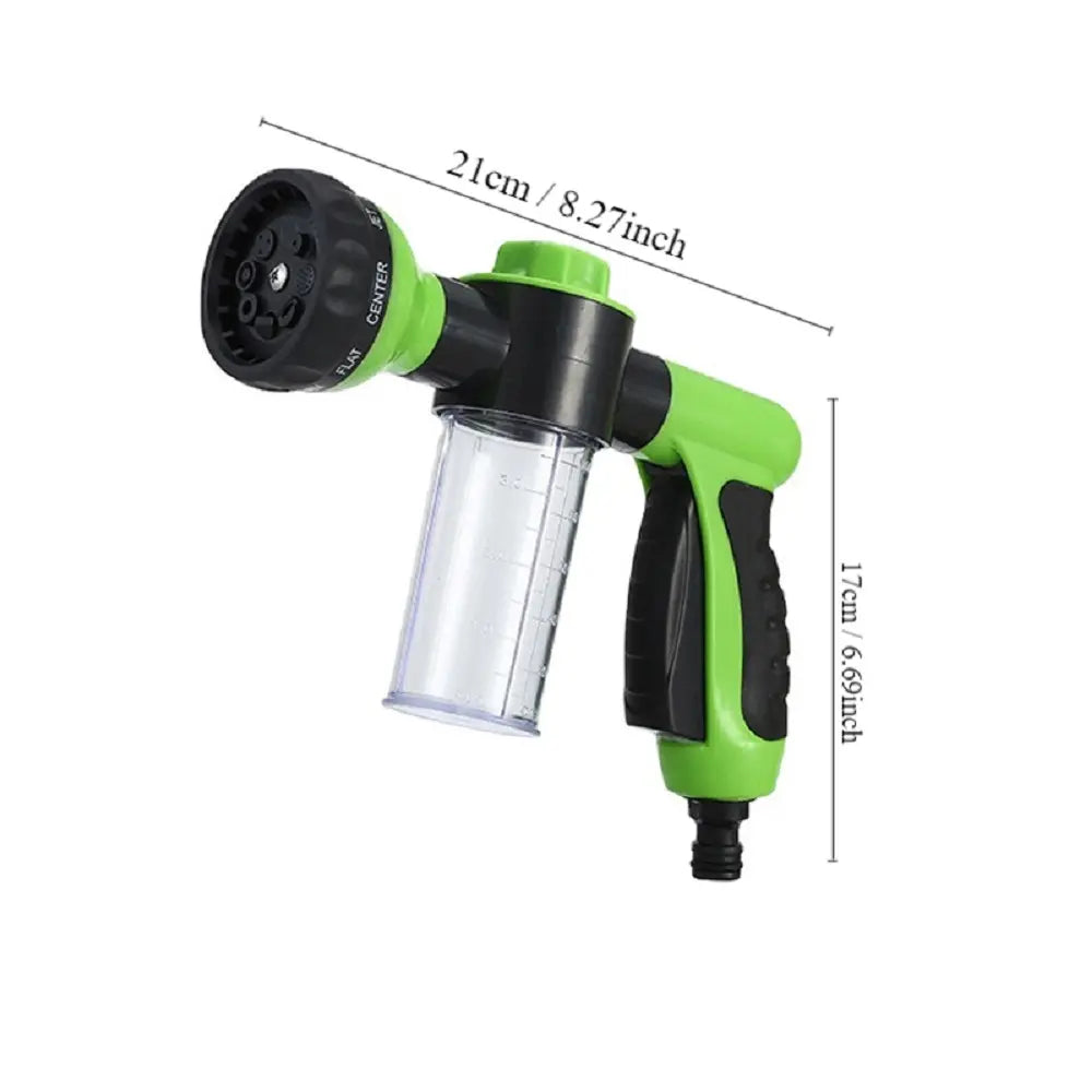 8-Pattern Garden Hose Nozzle with Built-In Soap Dispenser