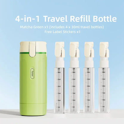 One Bottle. Four Essentials. Zero Leaks|4-in-1 Travel Dispenser Bottle