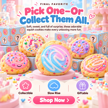 🍭 SquishMallow™ Mystery Cookie Blind Box – Kawaii Slow-Rising Squishy Toy with Sweet Surprise Collectibles