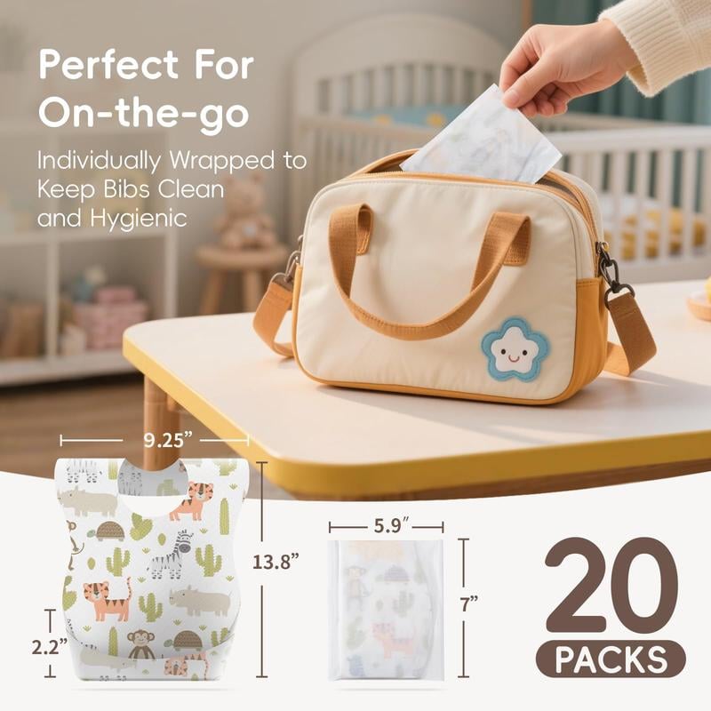 👶 10/30PCS Disposable Toddler Bibs – Individually Wrapped, Soft, Leak-Proof & Travel-Frie