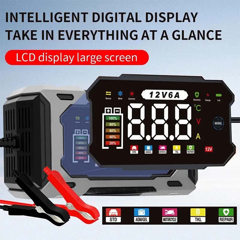 🚗12V/24V Smart Battery Charger, Maintainer & Trickle Charger🔋