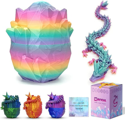 12" 3D Printed Dragon Egg Set with Gift Box & Card, Easter Eggs Mythical Dragon Eggs with Dragon Inside